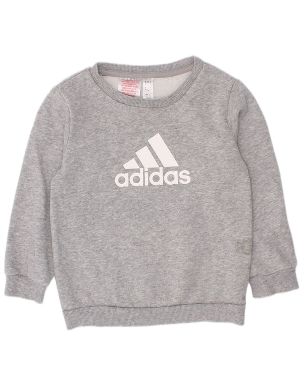 Suéter gráfico Adidas Meninos 2-3 anos algodão manchado cinza