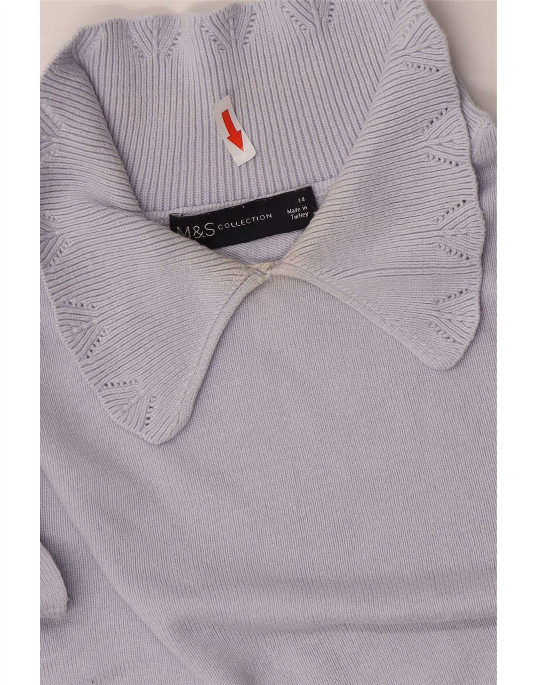 Suéter feminino Marks & Spencer com gola polo e gola polo UK 14 grande azul