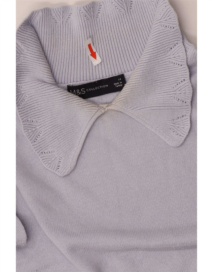 Suéter feminino Marks & Spencer com gola polo e gola polo UK 14 grande azul
