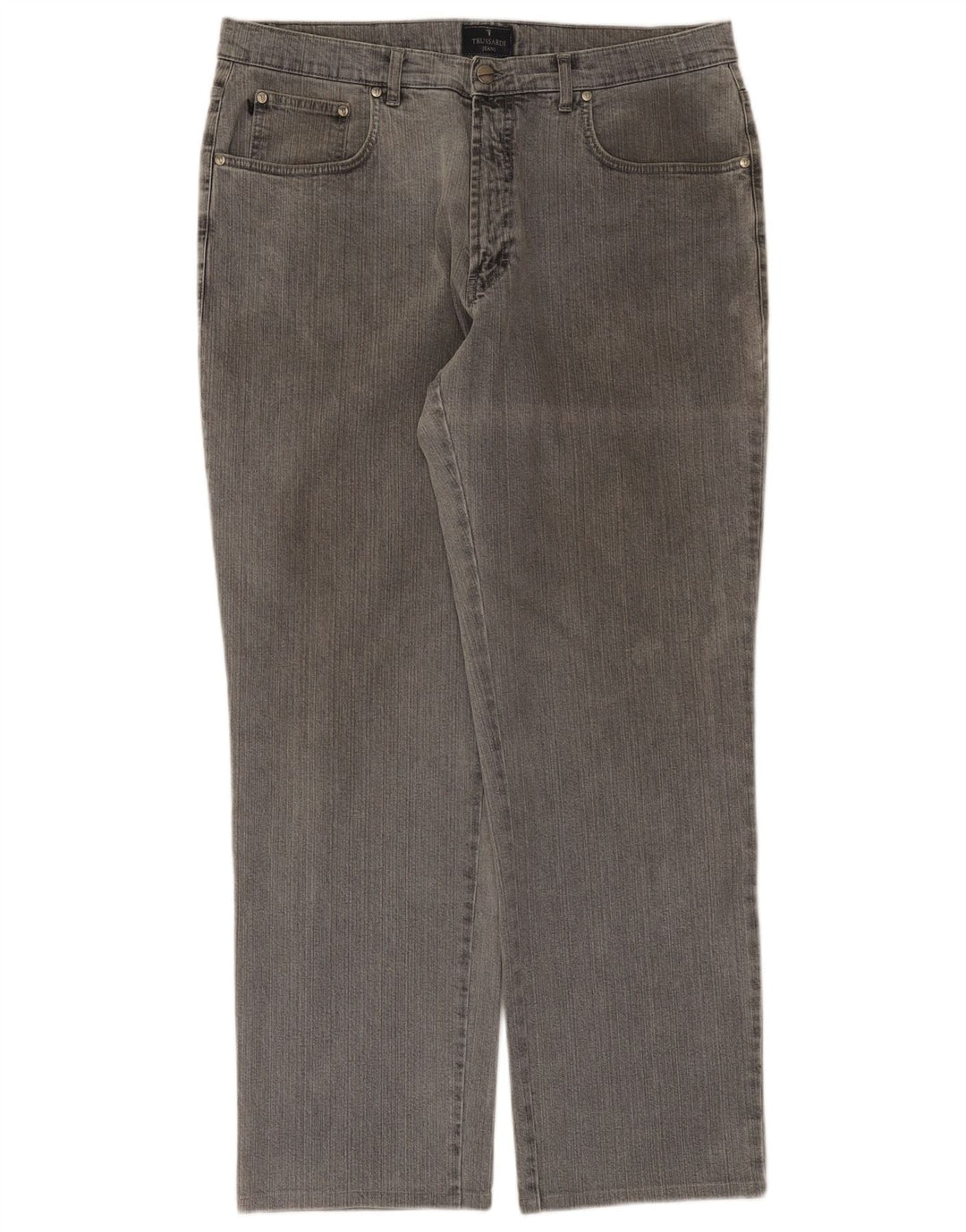Trussardi Calça jeans reta masculina W36 L31 algodão cinza