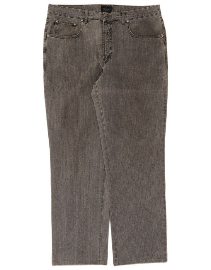 Trussardi Calça jeans reta masculina W36 L31 algodão cinza