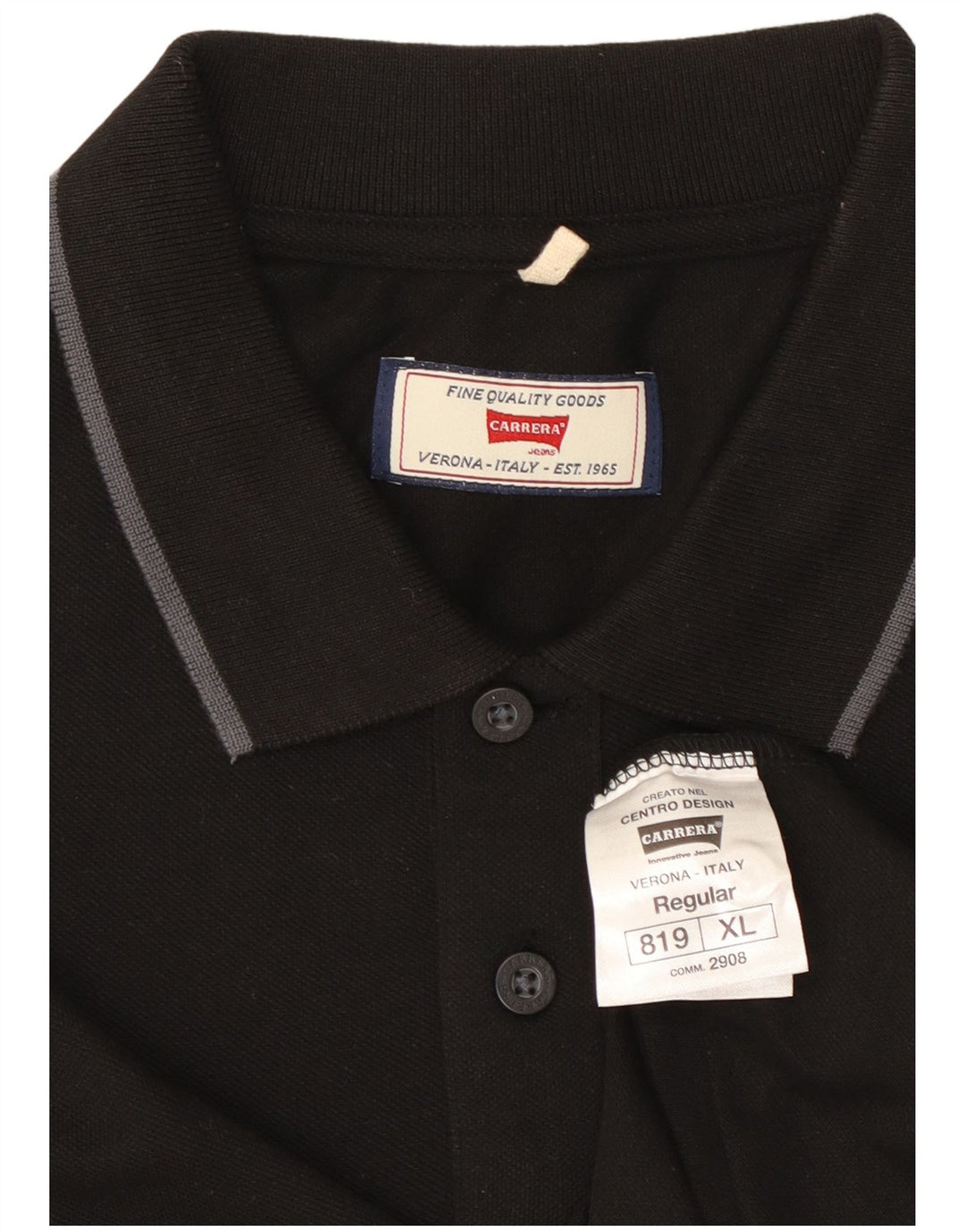 Camisa polo masculina regular Carrera XL algodão preto
