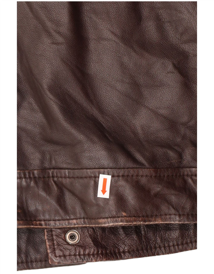 Jaqueta de couro militar masculina Conbipel IT 54 XL pele de cordeiro marrom