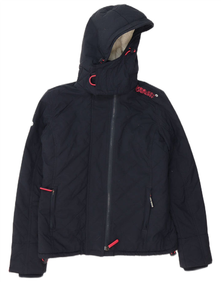 Jaqueta corta-vento feminina Superdry com capuz Reino Unido 14 médio azul marinho