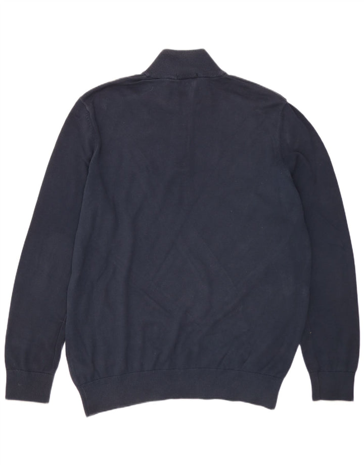 Suéter masculino TIMBERLAND com zíper e gola grande de algodão azul marinho