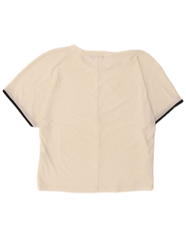 Camiseta feminina Zara UK 14 médio off white poliéster