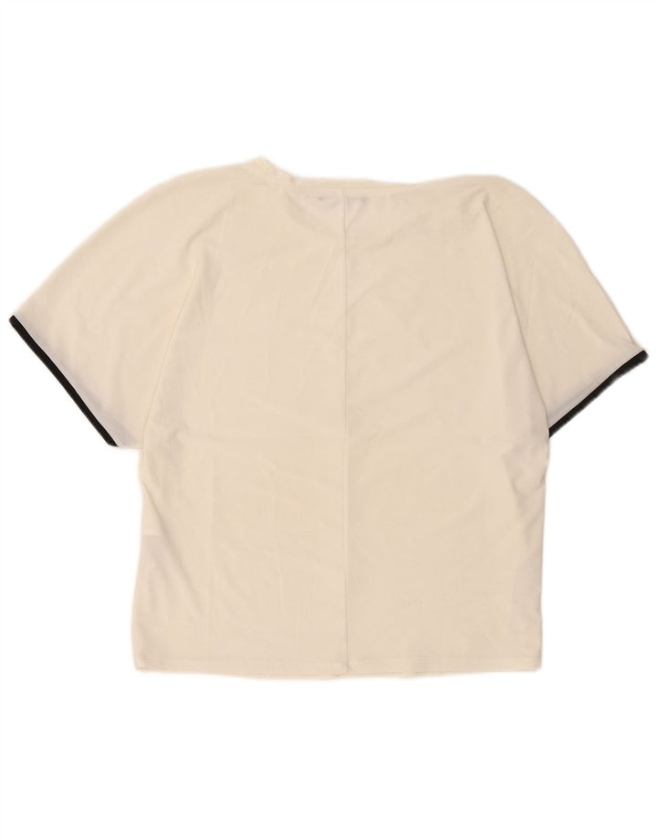 Camiseta feminina Zara UK 14 médio off white poliéster