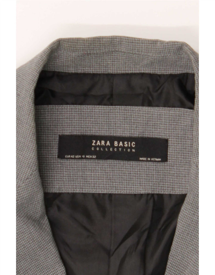 Jaqueta blazer feminina Zara com 1 botão EU 42 grande cinza houndstooth poliéster