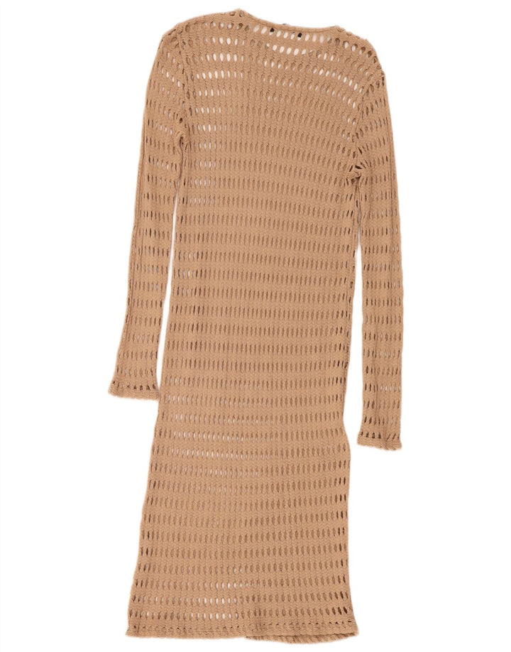 Zara Vestido de praia feminino de crochê Reino Unido 12 Médio Bege