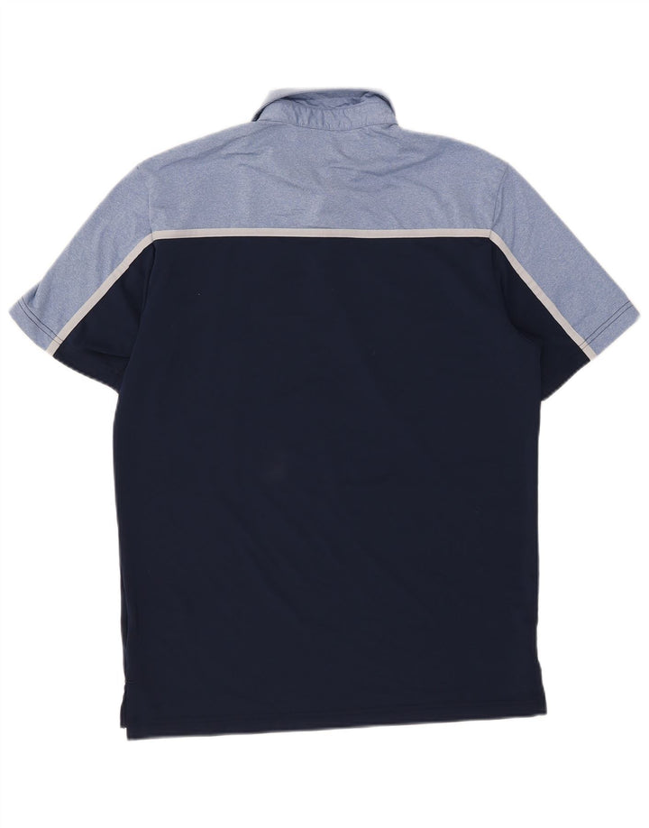Camisa polo masculina Adidas pequena azul marinho colorblock poliéster