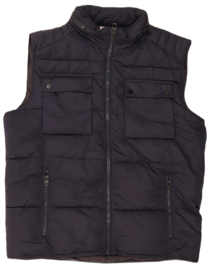 Colete acolchoado masculino Zara UK 42 XL azul marinho poliéster