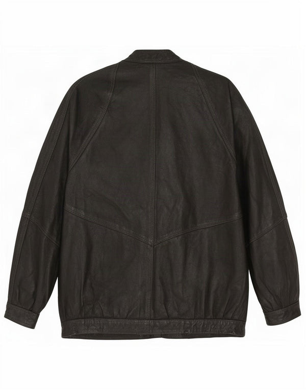 Jaqueta de couro feminina vintage UK 14 grande preta