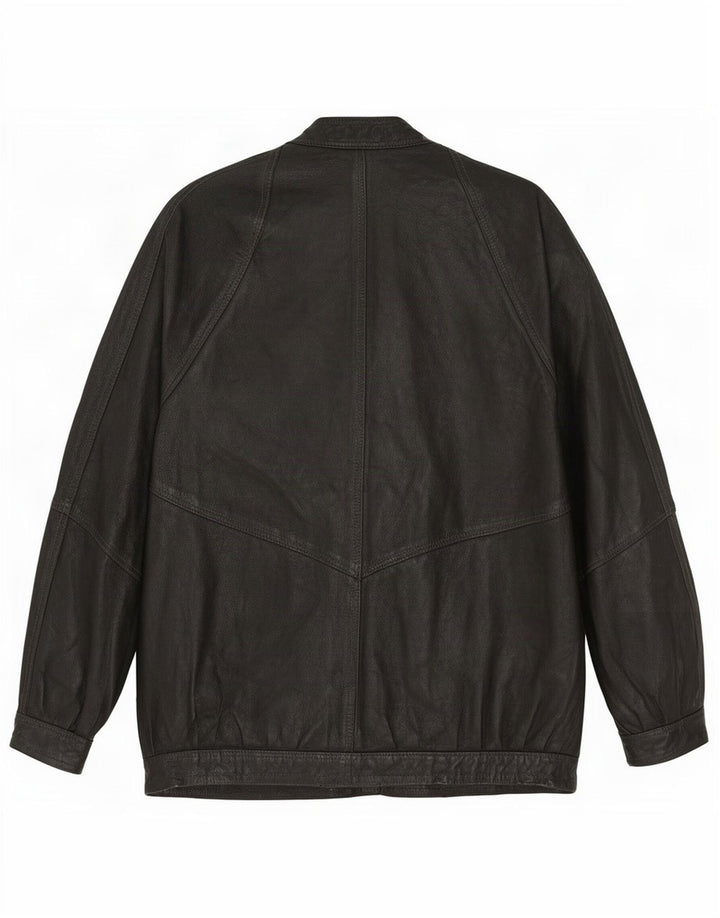 Jaqueta de couro feminina vintage UK 14 grande preta