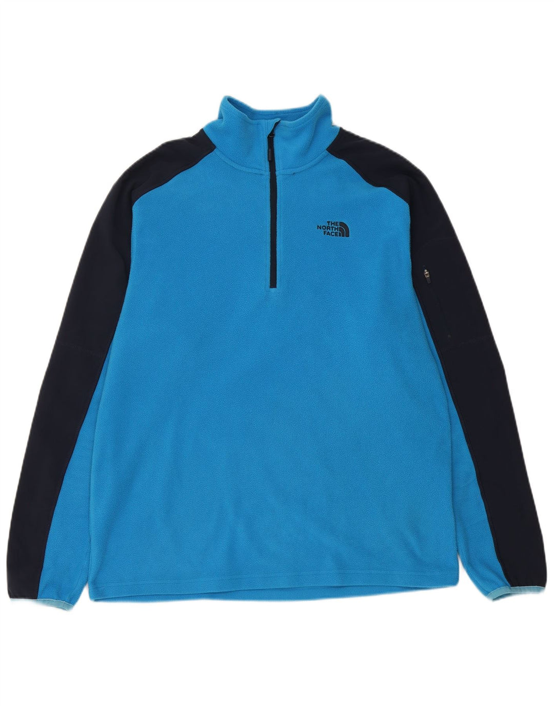 THE NORTH FACE Suéter masculino de lã com gola com zíper e bloco colorido azul médio