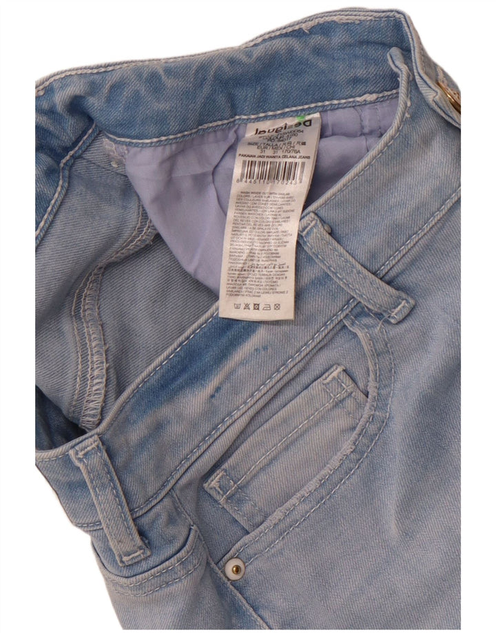 Desigual Jeans Slim Feminino W31 L26 Azul Floral Algodão