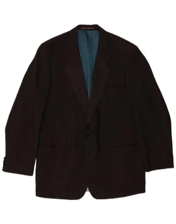 Jaqueta blazer masculina Marks & Spencer St. Michael 2 botões Reino Unido 44 XL preta