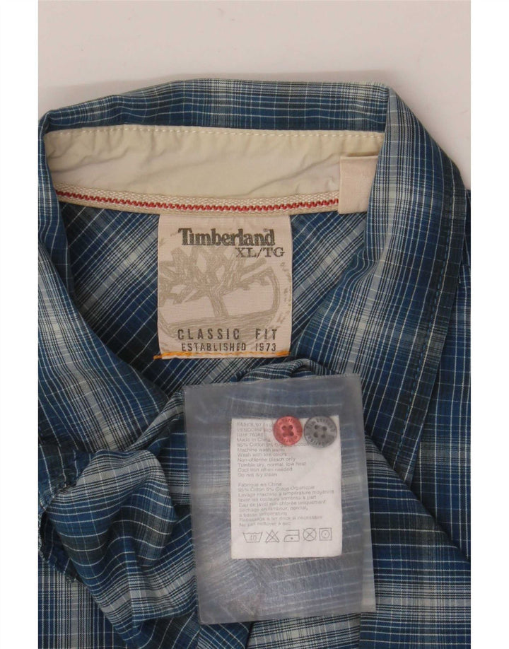 Timberland Mens Classic Fit Camisa XL Azul Xadrez Algodão