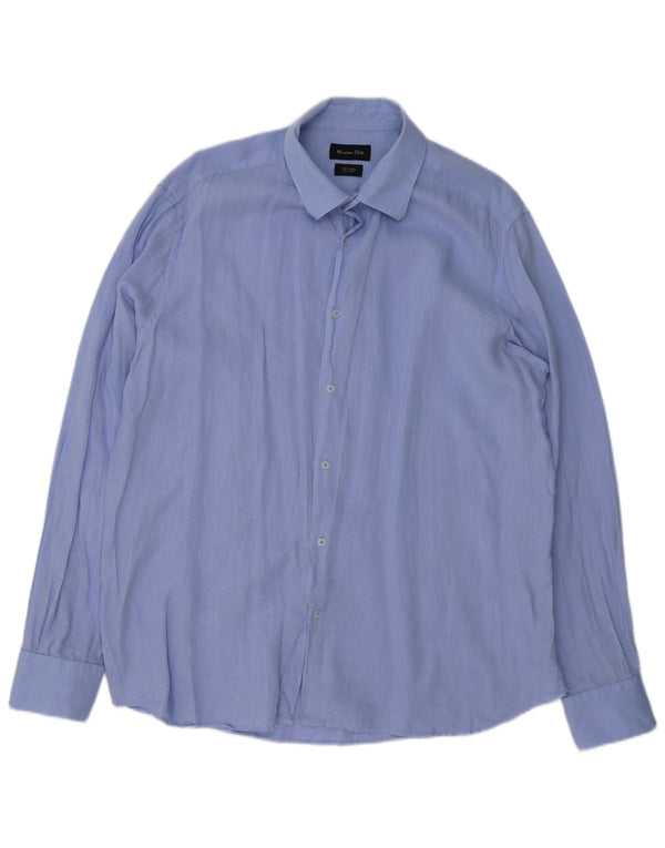 MASSIMO DUTTI Mens Shirt 2XL Blue Linen