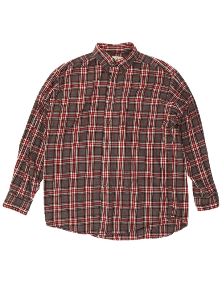 Camisa masculina de flanela J. Crew grande algodão xadrez cinza