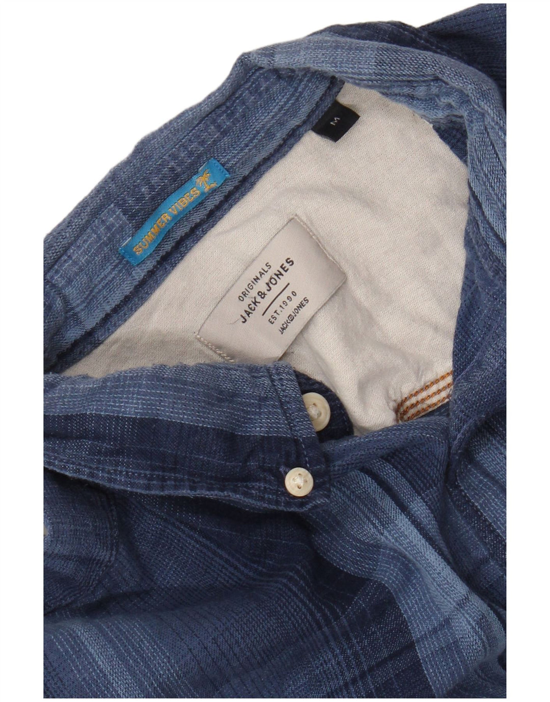 Camisa masculina de flanela JACK & JONES xadrez azul médio