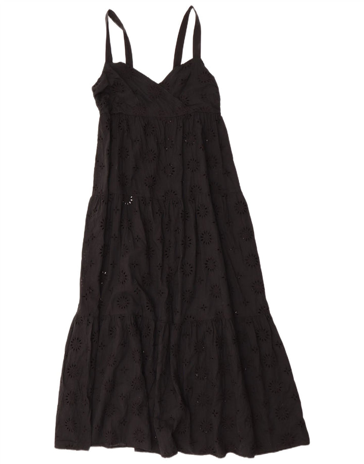 Vestido maxi feminino sem mangas Zara Reino Unido 12 médio preto