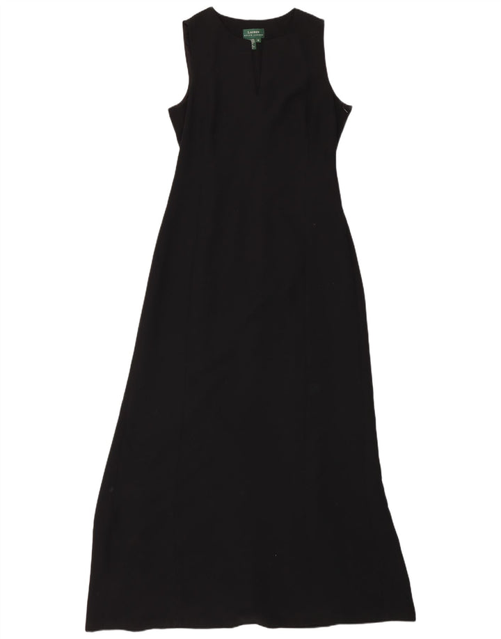 Vestido maxi feminino sem mangas RALPH LAUREN EUA 10 grande poliéster preto