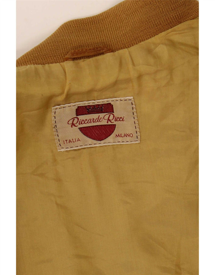Jaqueta bomber masculina vintage de camurça UK 40 grande bege