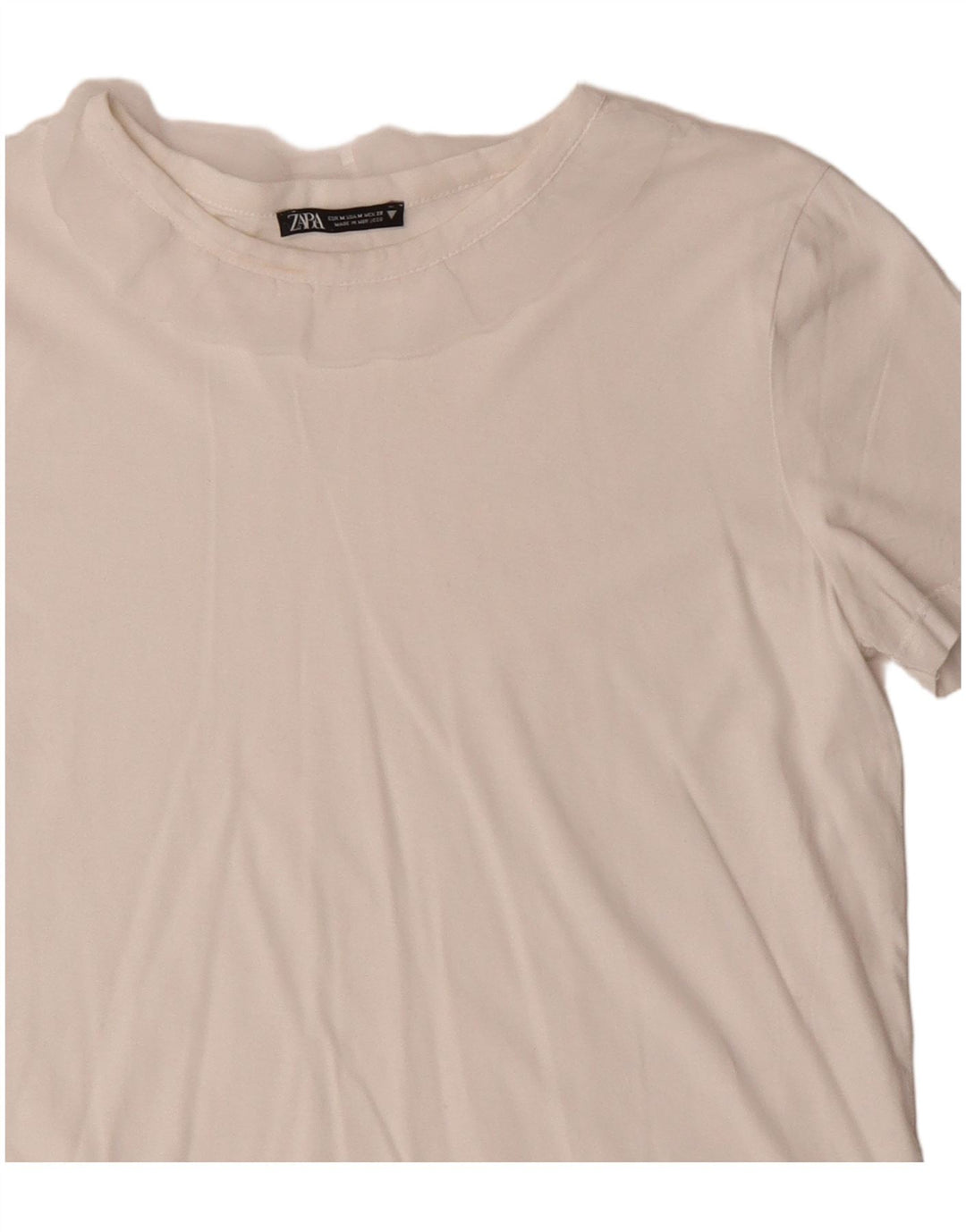 Camiseta Zara Feminina Crop Top UK 12 Médio Branco