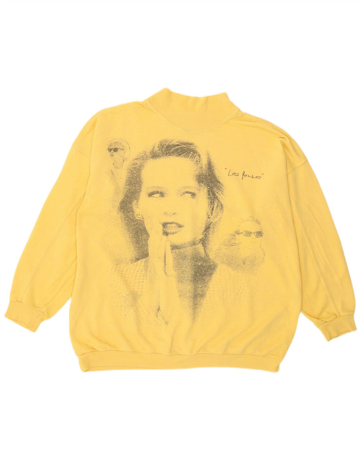 Suéter gráfico masculino vintage 2XL amarelo