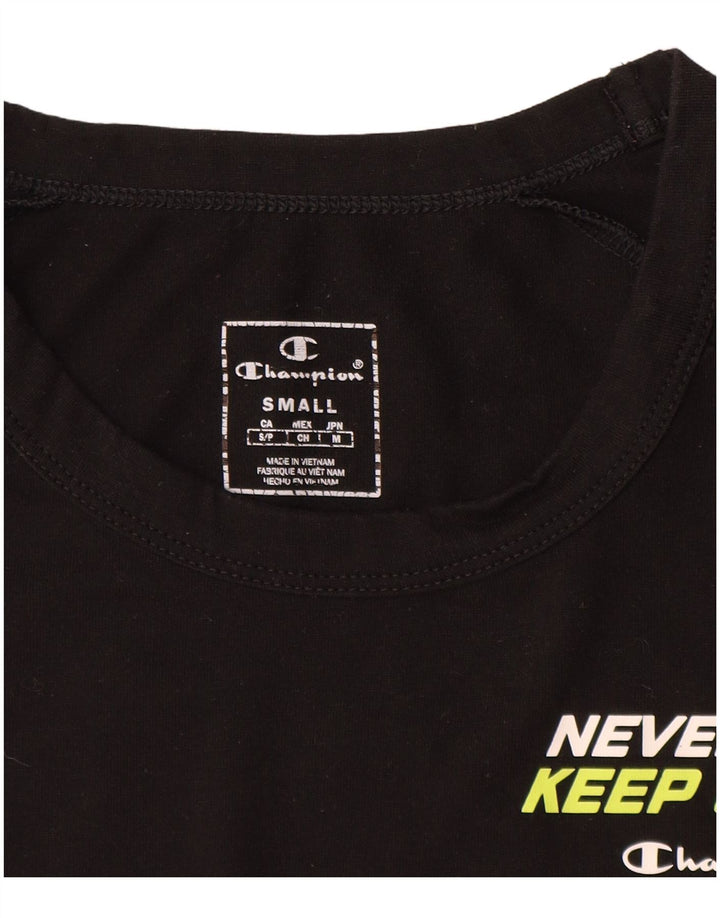 Camiseta masculina gráfica Champion pequena preta
