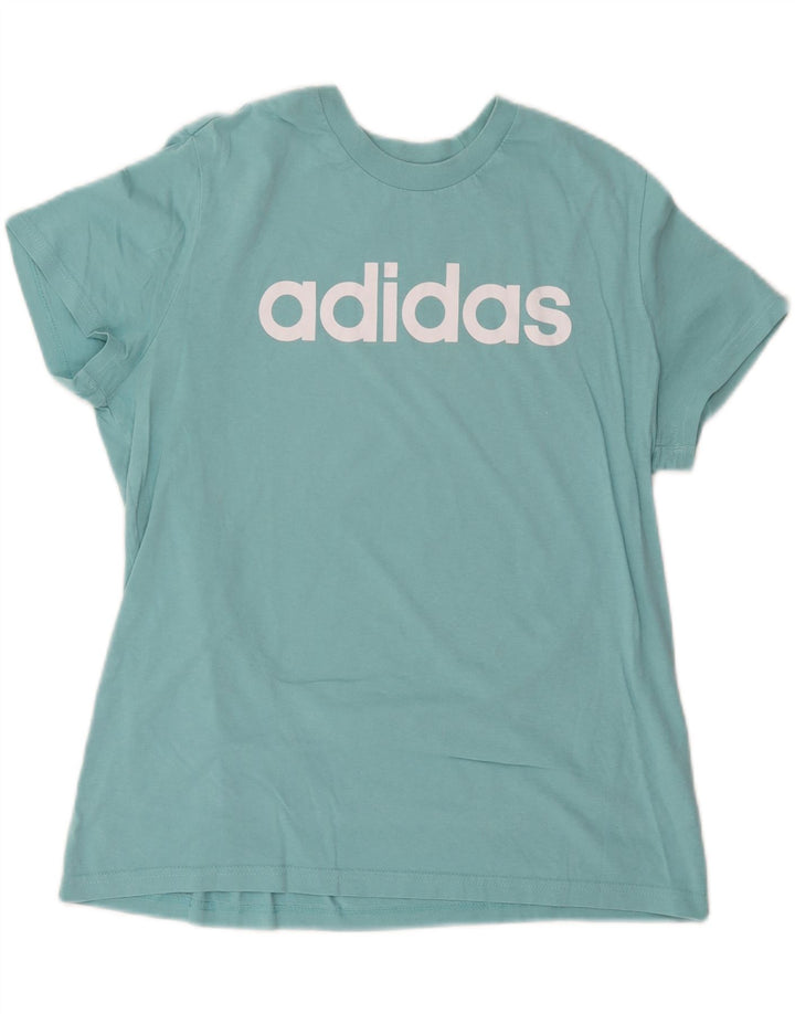 Camiseta feminina ADIDAS com estampa gráfica UK 20/22 XL azul algodão