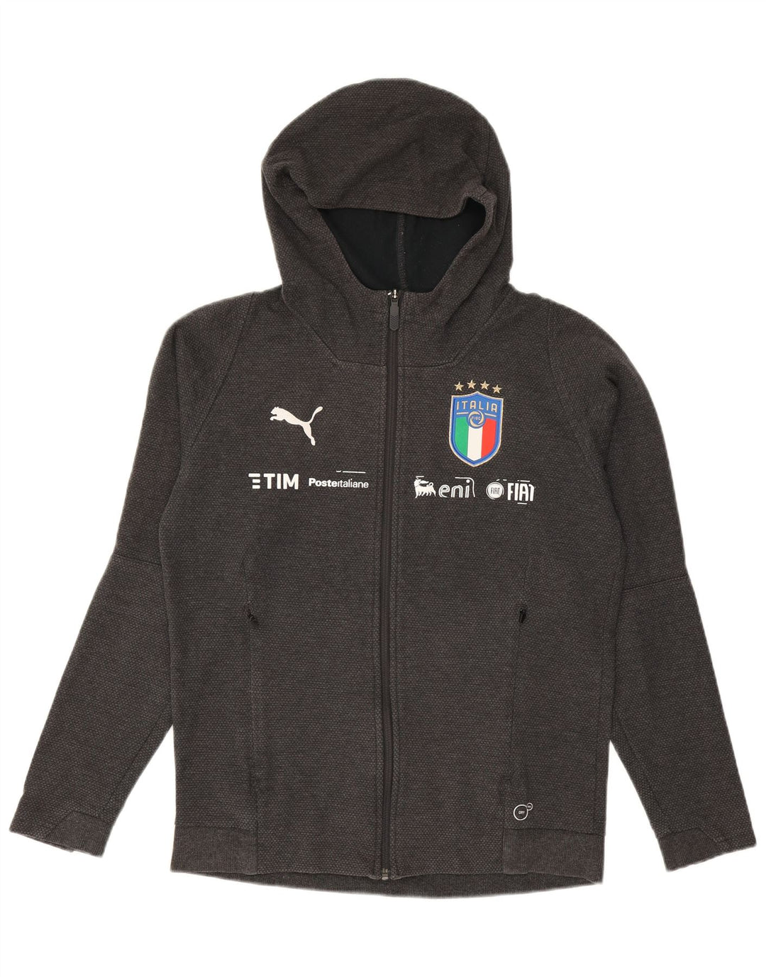 Suéter PUMA Masculino Italia Graphic Zip com capuz pequeno algodão cinza