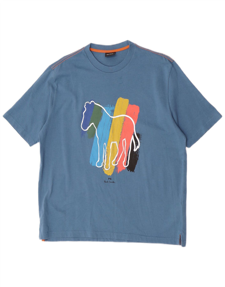Camiseta masculina Paul Smith com estampa gráfica grande de algodão azul