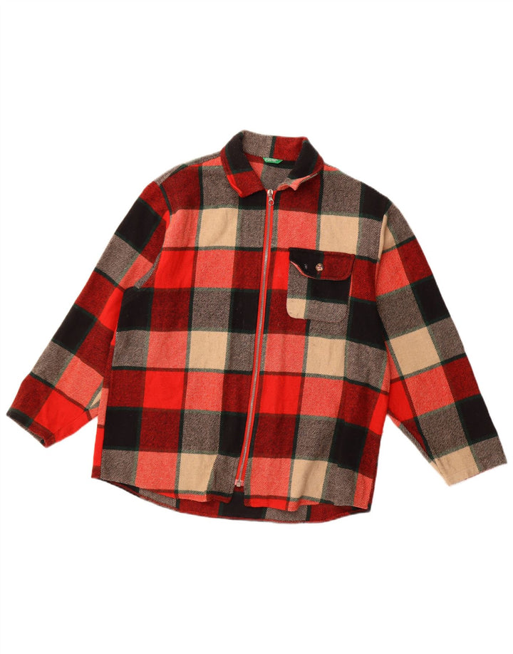 Camisa feminina de flanela BENETTON UK 18 XL multicolorida xadrez acrílica