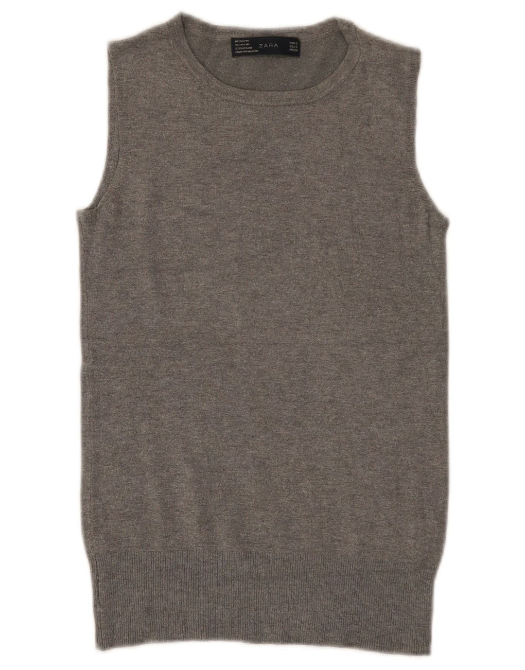 Zara Womens Vest Tank Top UK 8 Pequeno Rayon Cinza