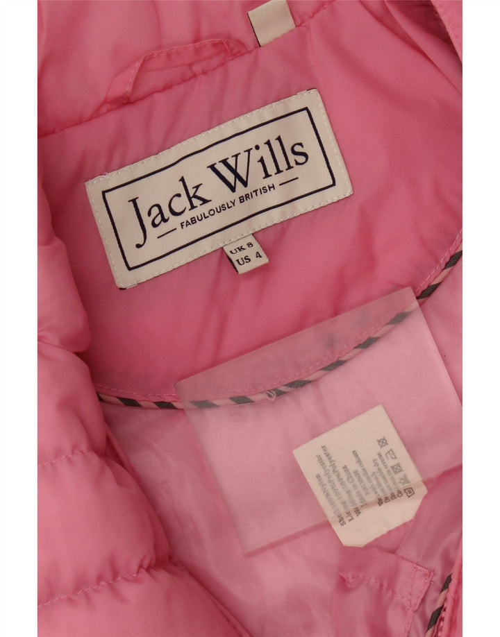 Colete acolchoado feminino Jack Wills UK 8 pequeno rosa nylon