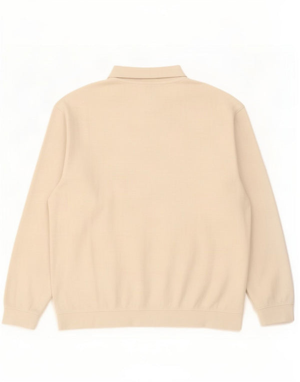 Zara Suéter masculino com gola polo e algodão bege XL
