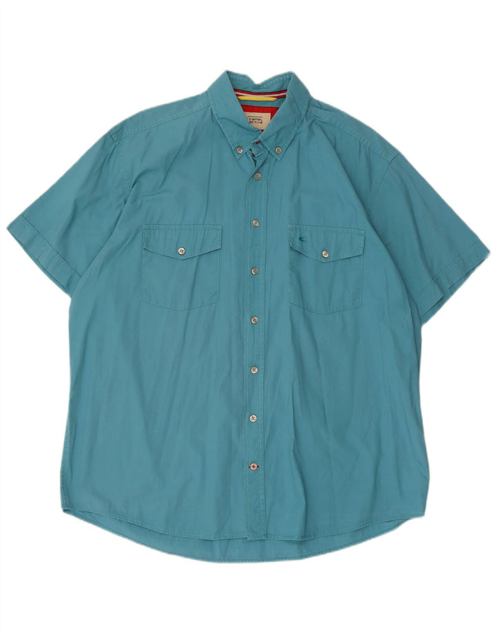 Camisa masculina de manga curta CAMEL ACTIVE XL azul algodão