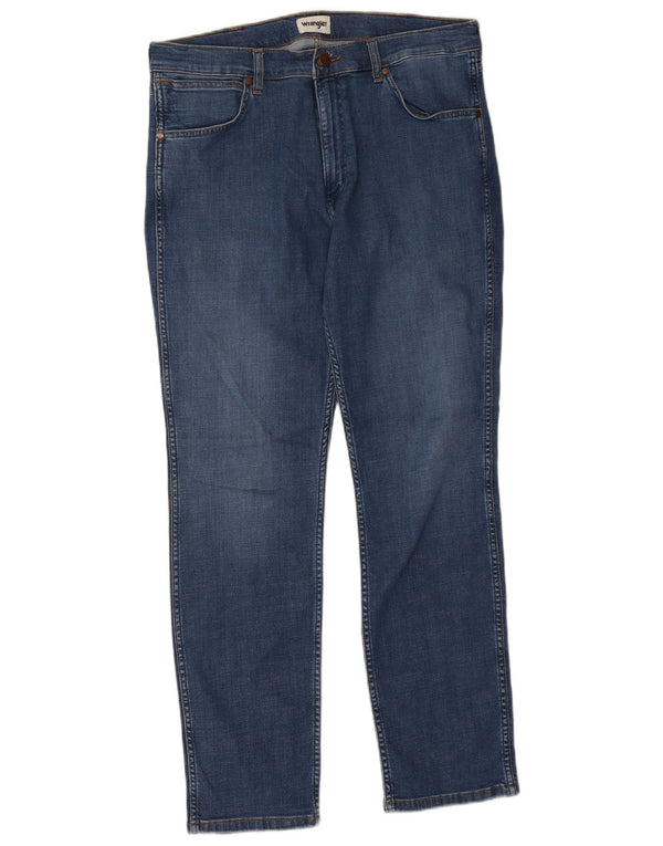 Wrangler Mens Greensboro Straight Jeans W36 L32 Azul Algodão
