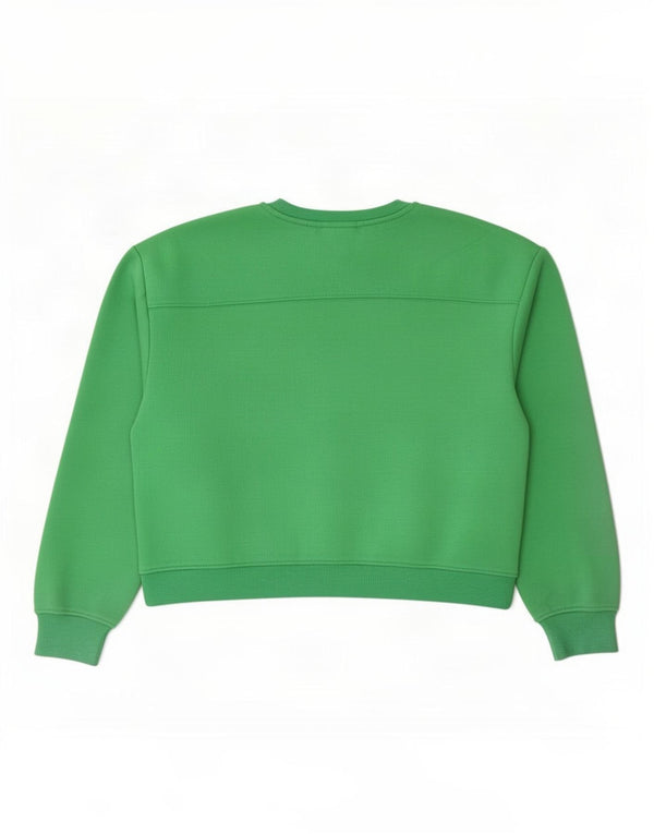 Zara Womens Crop Sweatshirt Jumper Reino Unido 16 Grande Algodão Verde