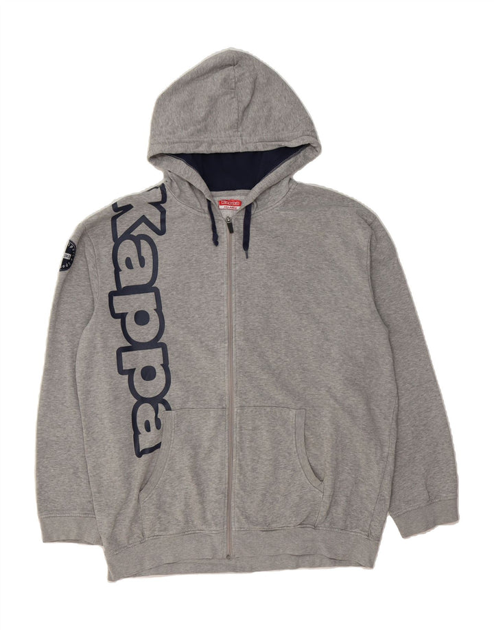 KAPPA Mens Graphic Zip Hoodie Sweater 2XL Grey Cotton Vintage Kappa and Second-Hand Kappa from Messina Hembry 