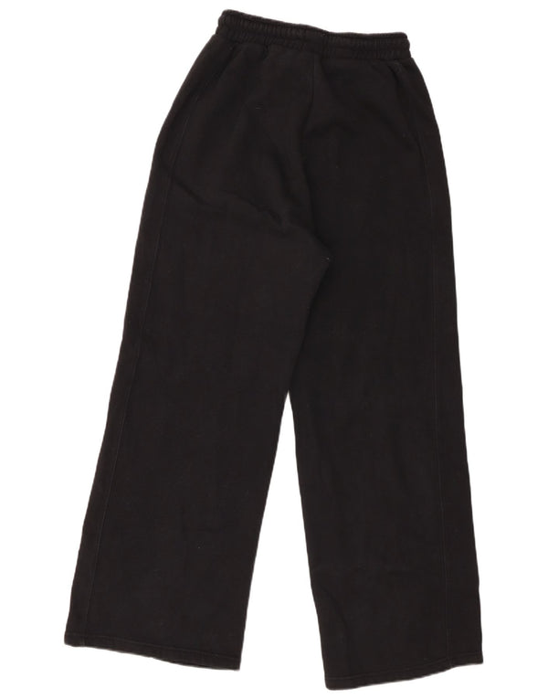 Zara Calça feminina de treino com perna larga Reino Unido 8 pequeno algodão preto