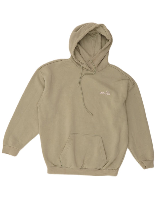 Adidas feminino gráfico oversized moletom com capuz Reino Unido 10 pequeno algodão cáqui
