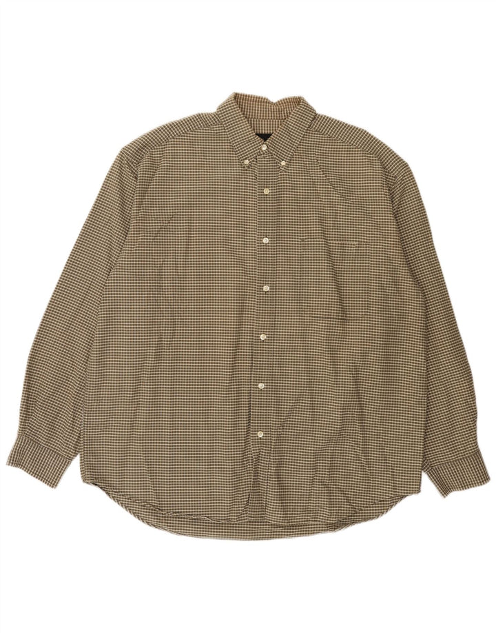 Camisa masculina Eddie Bauer XL marrom xadrez algodão