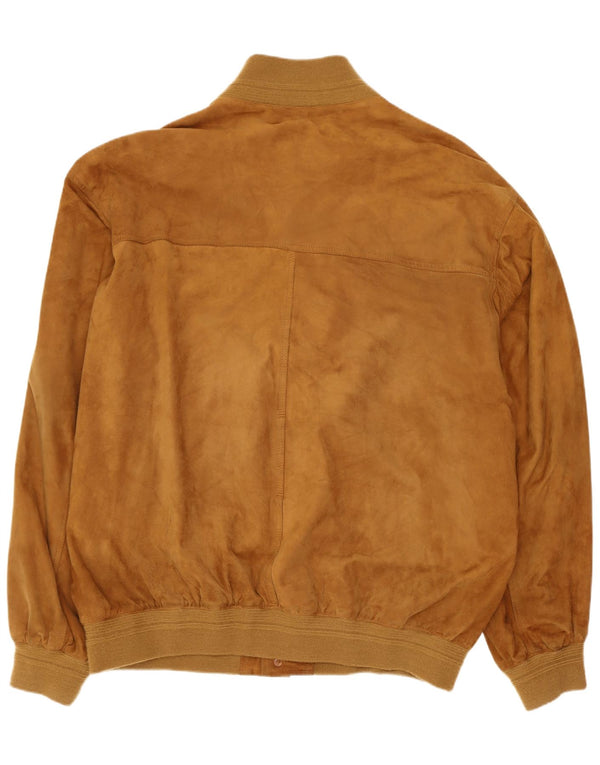 Jaqueta bomber de camurça masculina vintage IT 58 4XL couro marrom retrô