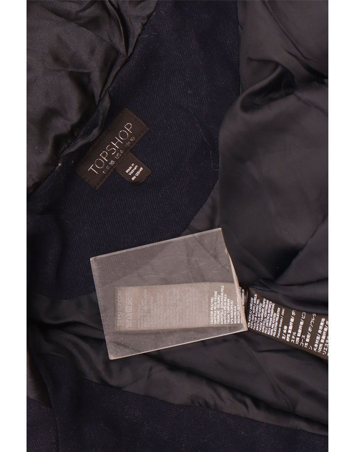 Jaqueta Parka feminina com capuz grande Topshop Reino Unido 10 pequena azul marinho