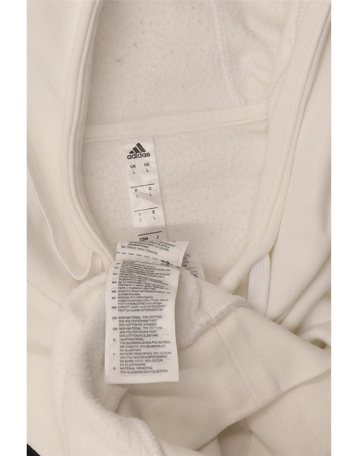 ADIDAS Mens Hoodie Jumper Grande Algodão Branco