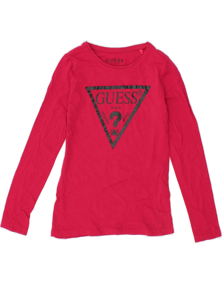 GUESS Girls Graphic Top Long Sleeve 7-8 Years Pink Cotton Vintage Guess and Second-Hand Guess from Messina Hembry 