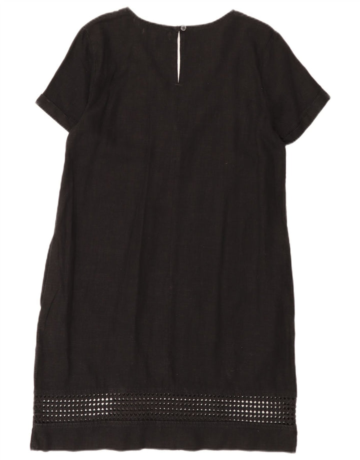 Next Vestido Shift Feminino UK 12 Médio Linho Preto