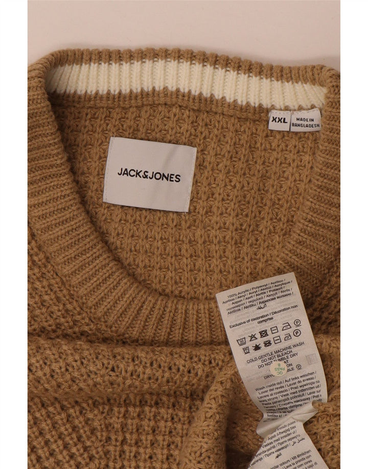 JACK & JONES Suéter masculino com gola redonda 2XL marrom acrílico